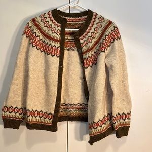 Fair isle wool cardigan sweater